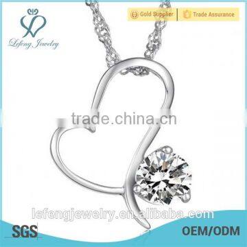 Elegant jewelry necklace heart heart pendant necklace with purpur crystal