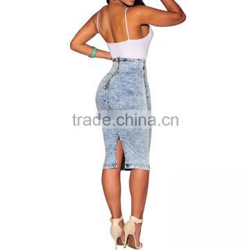 2016 Summer Fashion Women Long Tight Blue Jean Sexy Pencil Skirts photo-2