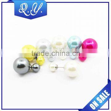 Hot wholesale ear piercing jewelry double pearl earrings ear studs
