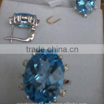 White Gold Set Ring Earring