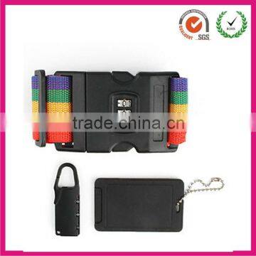 Adjustable rainbow luggage strap with lock buckle