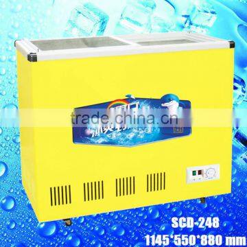 SCD-248 refrigerator display freezer for frozen food plain glass door mobile home fridge freezer