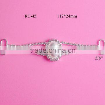 Stock hot selling pearl rhinestone connector for headband/hairwear(RC-45)