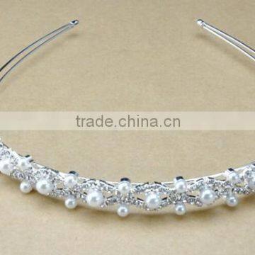 fashionable silver colour alloy crystal plastic pearls headband