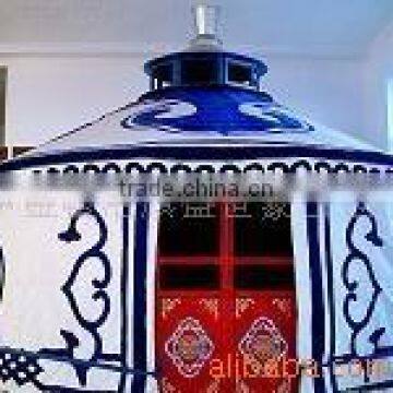 white with blue color yurt tent