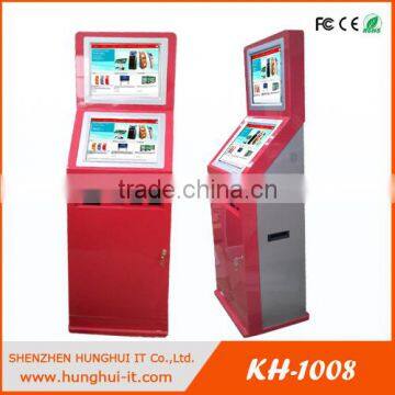 dual screen bill validator self service payment kiosk with wifi internet function