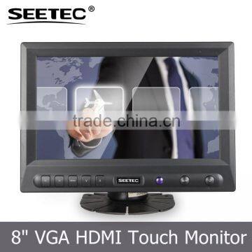 8 inch tft lcd display 16:9 vga hdmi input 4 wire resistive touch lcd moinitor