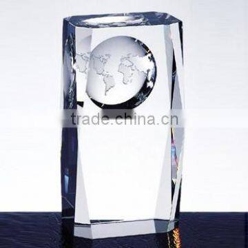 wholesale crystal plaque trophy weith globe map crystal award trophy