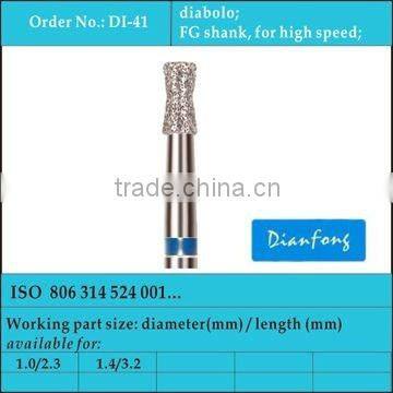 FG shank medium grit diabolo diamond dental high speed burs