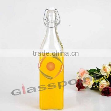 500ml square glass bottle for water, glass beverage bottle