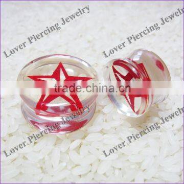 Saddle Plugs High Polish UV Acrylic Cool Ear Tunnel Piercing [UV-FP551]