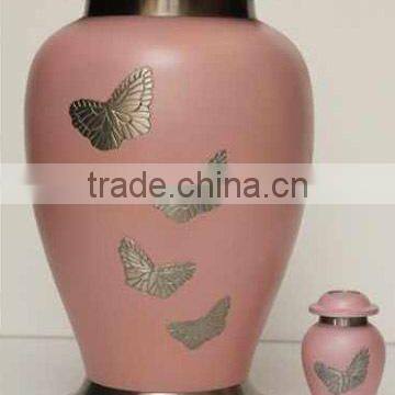 Brass Cremation urn with Butterflies.