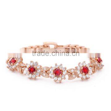 Wedding Jewelry 18 K Gold / White Gold Plated Inlay Red Zircon Cubic Bracelets photo-2