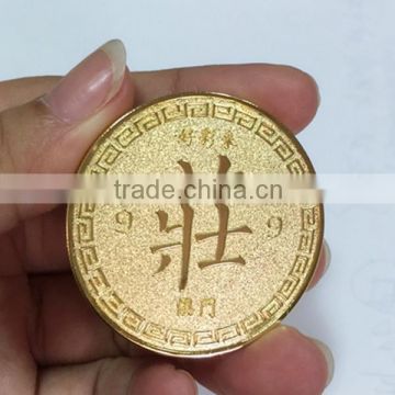 engraved casting technic souvenir coin with gold plated coin personalized