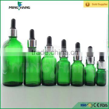 Green Glass Essential Oil sample Bottle with Aluminum Dropper wholesale