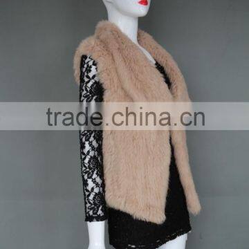 Rabbit fur knitted vest fashion ladies vest real animal fur poncho