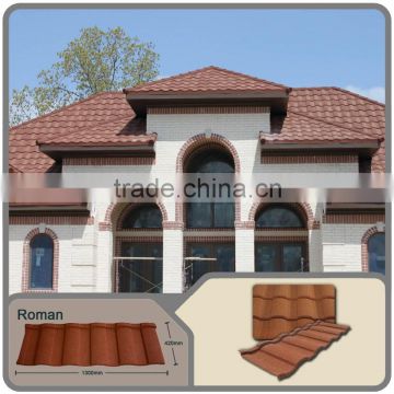 Terracotta red stone coated metal roof tiles/Cheap Spanish Roman Type Stone coated Aluminum Zinc Steel Roof Tile Roof shingles