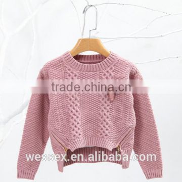 Computer knitted pullover,hem with zipper sweater for Girls 2016