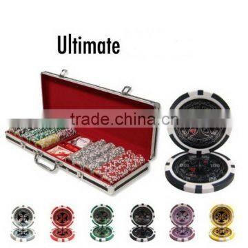 Casino Ultimate Poker Chip Set with Black Aluminum Case - 500 Piece