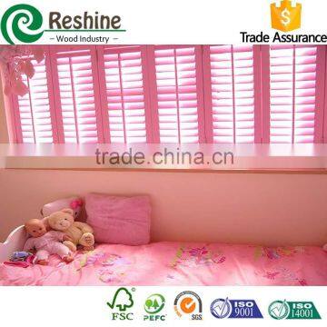 Pink color basswood shutter wood plantation shutter