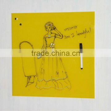 promotion colorful magnetic tempered glass kids drawing board