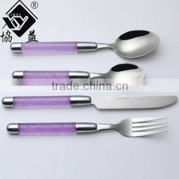 Hot-sale Stainless Steel PS Plastic Handle Melamine Tableware With Transparant Handle photo-2