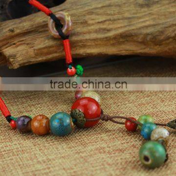 Ethnic style ceramic necklace long necklace for sales