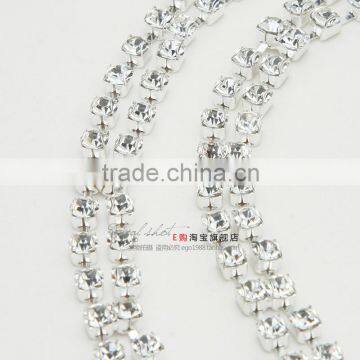 Adjustable 2pcs Double Rows Crystal Diamante Rhinestone Bra Shoulder Straps Belt photo-3