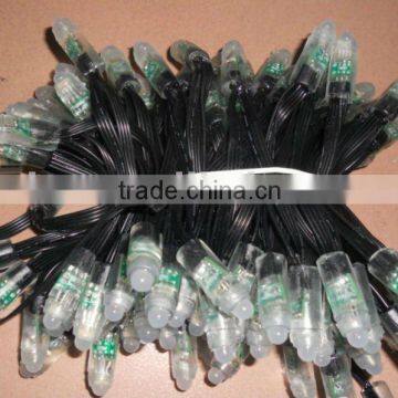 DC12V input RGB 12mm through-hole LED node;100pcs a string;in all black color wires