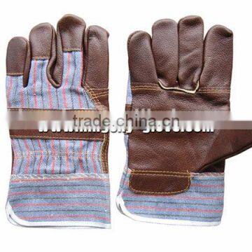 Dark color patched palm furniture leather working glove