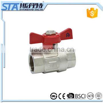 ART.1003 1/2 3/4 1 inch brass ball valve with brass boby stainless steel butterfly handle and npt thread H59-1 and high pressure