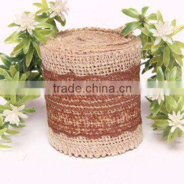 2015 New Arrival Hot Sale Vintage Natural Jute Burlap Hessian Ribbon Lace Trim Table Wedding Decor
