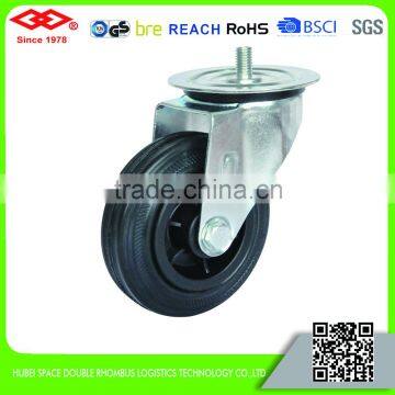 80mm Black rubber plastic center caster wheel for industry