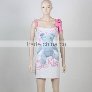 Spaghetti strap dress with adjuster ribbon bow special dress design apparel manufacture