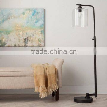 2017 hotel decorative curve glass floor lamp with brown linen shade good for inn decor high end