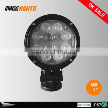 7inch 60W round led offroad light waterproof driving light super led spot light