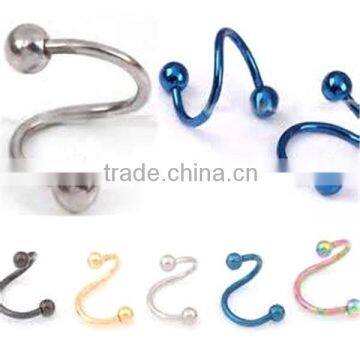 wholesale curve color stainless steel body piercing jewelry
