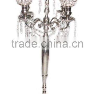 Crystal globe candelabra centerpiece