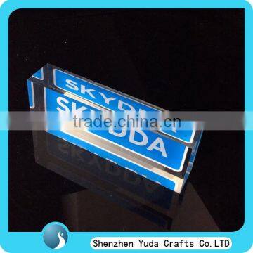 retail selling acrylic plus screen printed logo, pretty acrylic block rectangular nameplate signage