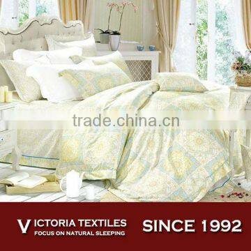 40s 300TC cotton fabric twill printed complete home textiles sets light color