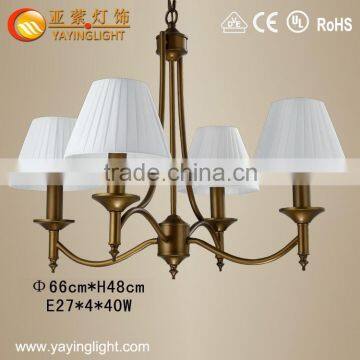 Modern cloth shade chandelier,Wrought iron chandelier cloth bedroom