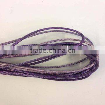 Flat Nappa Leather cords -Real Nappa Leather Round-2.5MM-Snake style-Blue-lilac