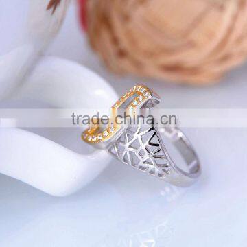 Pure Silver Hollow Out Life of Tree Branches Net Leaf Ring With Gold Plated photo-3