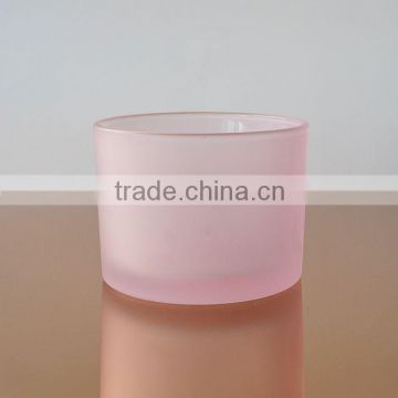 Frosted pink glass jar for candle