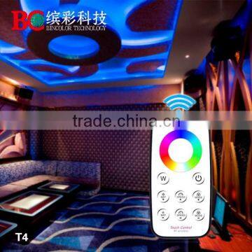 Bincolor T4+R4 led rgbw controller with rf touch remote control 12v-24v