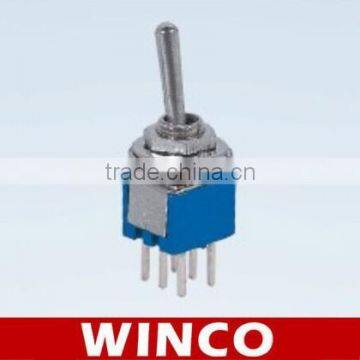 6 pins DPDT mini toggle switch on-on SMTS-202-A2