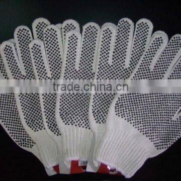 7g one side black pvc dot cotton glove & cotton glove