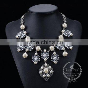 high quality vintage fresh water pearl chunky statement necklace tin alloy fashion women pendant necklace 6390047