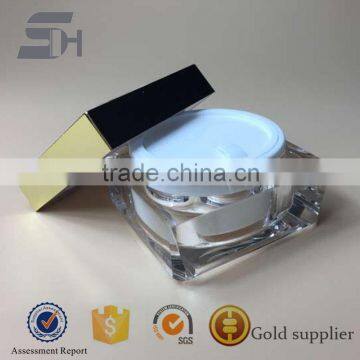 Hot stamping Golden cap square face cream jars