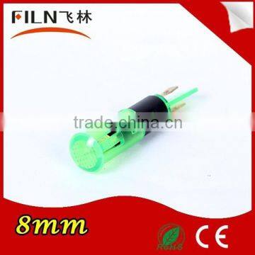 filn 8mm snap-in type water heater green led lamp indicator